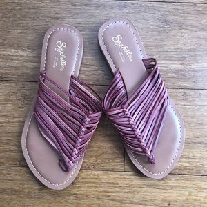 Seychelles two tone pink flat sandals size 6.5 EUC